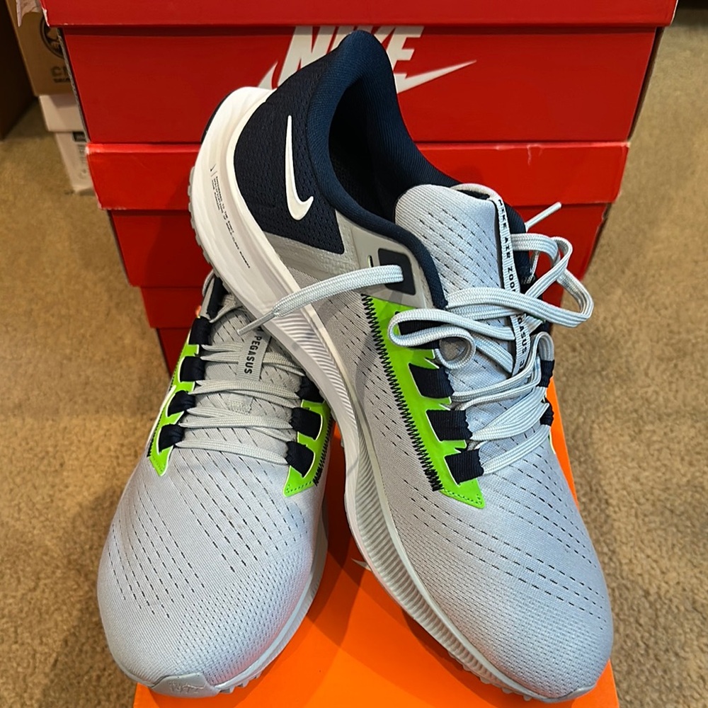 Nike Light Blue and Neon Green Sneakers
